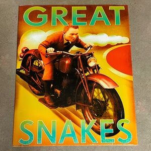 Tintin Great Snakes Motorcycle Metal Sign for Kids Room or ManCave